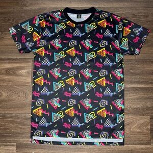 Black and Pink Short Sleeve Geometric‎ Tee